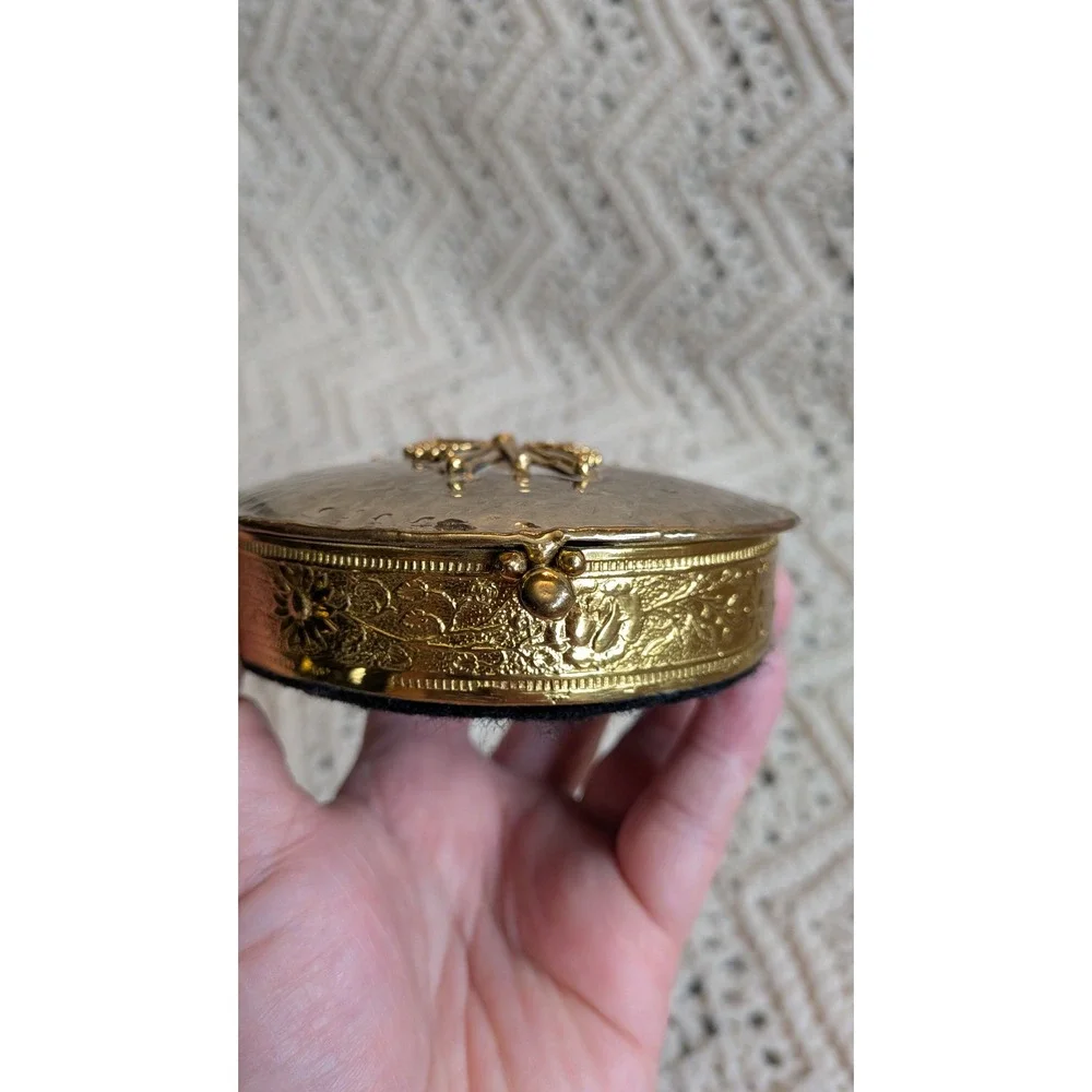 Lunacy Mary‎ Mundy Vintage Butterfly Pill Box Hammered Mixed Metal Trinket Case